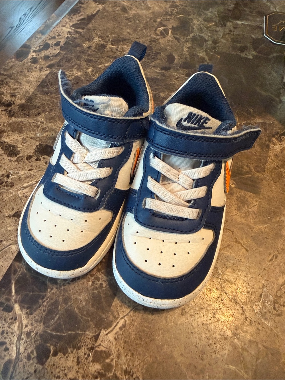 Nike Kids Navy, White and Orange Sport Sneakers